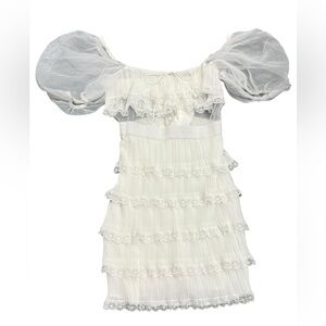 For Love & Lemons White Romantic Mini Dress